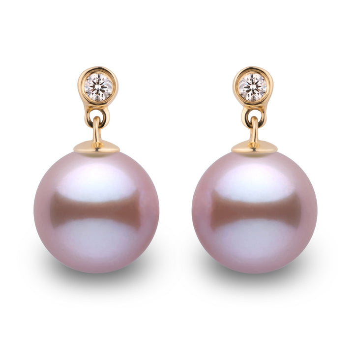 Brilliant Collection Lavender Freshadama 9.0-10.0 mm Pearl & Diamond Earrings
