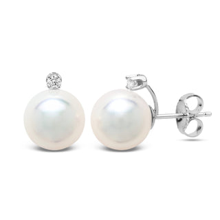 Starlight Collection 9.0-9.5 mm Akoya Pearl & Diamond Stud Earrings