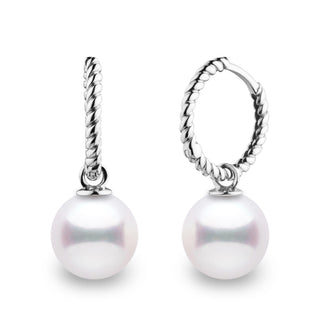 Rope Collection 9.0-9.5 mm White Akoya Pearl Earrings