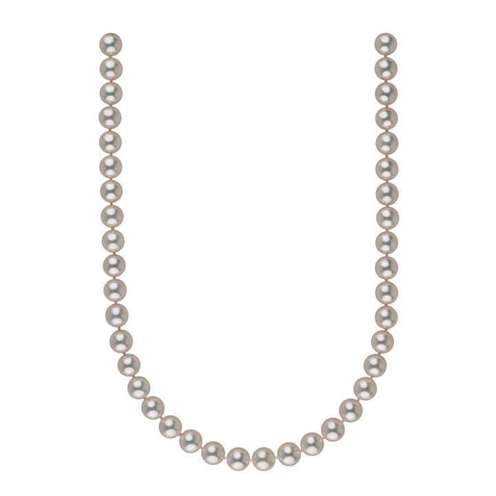 9.0-9.5 mm 16 Inch AAA Bright White Silver Tone Akoya Pearl Necklace