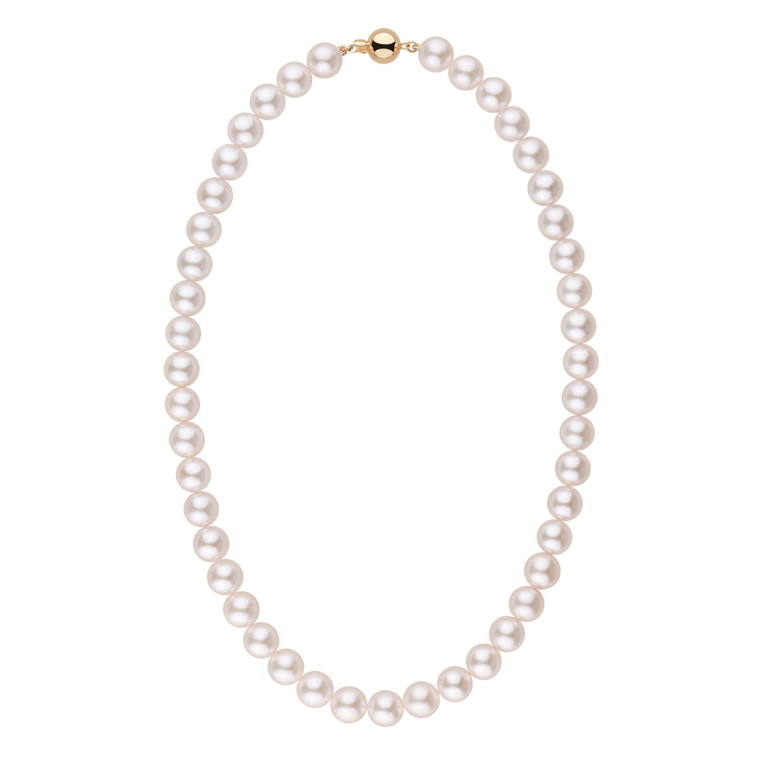 9.0-9.5 mm 18 Inch AA+ Warm White Rose Tone Akoya Pearl Necklace