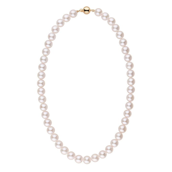 9.0-9.5 mm 18 Inch AA+ Warm White Rose Tone Akoya Pearl Necklace
