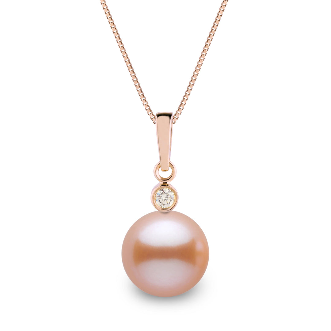 Brilliant Collection 9.0-10.0 mm Pink to Peach Freshadama Pearl and Diamond Pendant