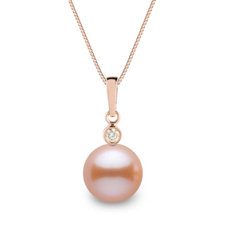 Brilliant Collection 9.0-10.0 mm Pink to Peach Freshadama Pearl and Diamond Pendant