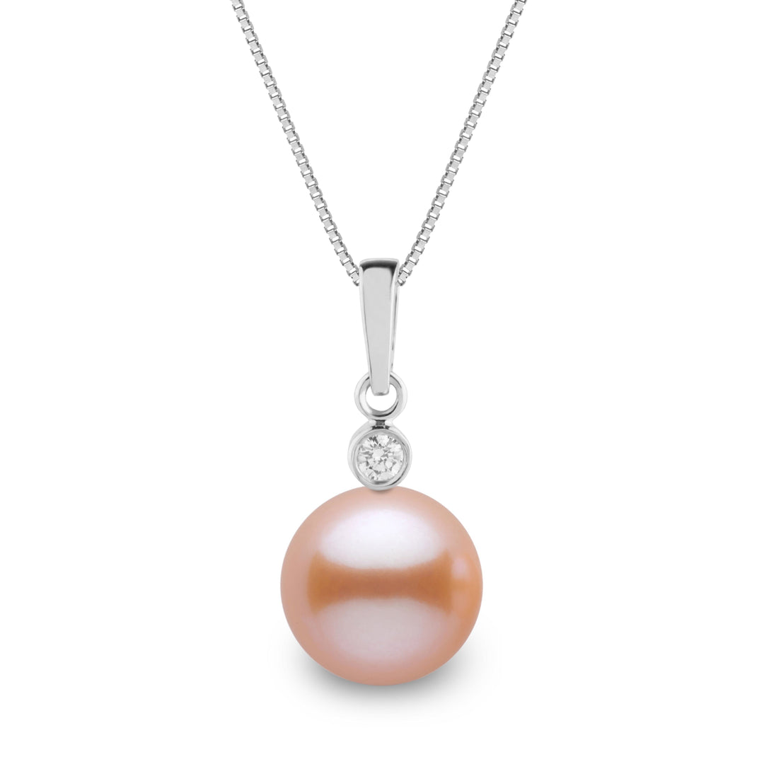 Brilliant Collection 9.0-10.0 mm Pink to Peach Freshadama Pearl and Diamond Pendant