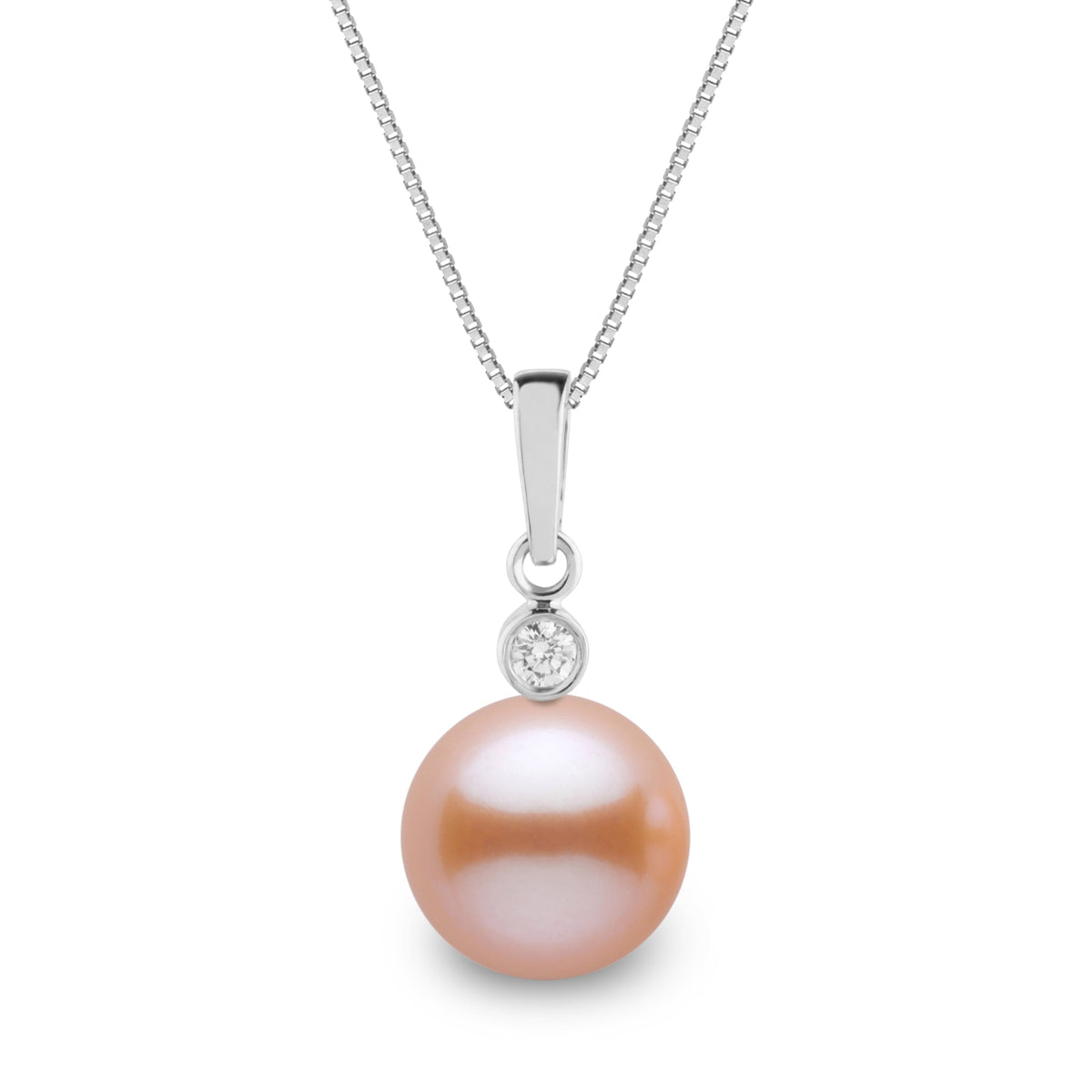 Brilliant Collection 9.0-10.0 mm Pink to Peach Freshadama Pearl and Diamond Pendant, view 2