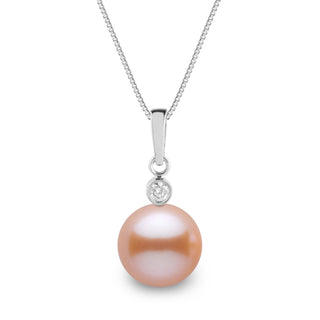 Brilliant Collection 9.0-10.0 mm Pink to Peach Freshadama Pearl and Diamond Pendant, view 2