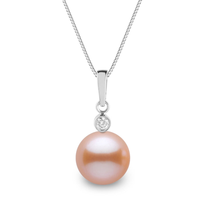 Brilliant Collection 9.0-10.0 mm Pink to Peach Freshadama Pearl and Diamond Pendant