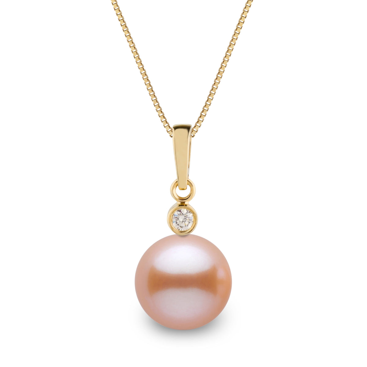 Brilliant Collection 9.0-10.0 mm Pink to Peach Freshadama Pearl and Diamond Pendant, view 3