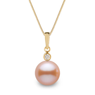 Brilliant Collection 9.0-10.0 mm Pink to Peach Freshadama Pearl and Diamond Pendant, view 3