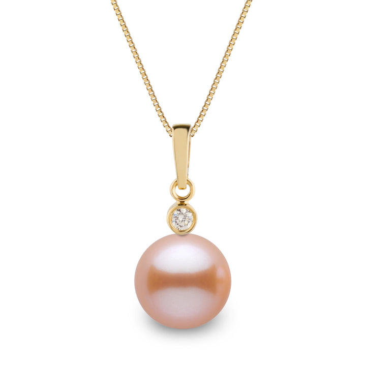 Brilliant Collection 9.0-10.0 mm Pink to Peach Freshadama Pearl and Diamond Pendant