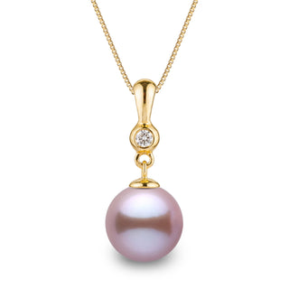 Romantic Collection 9.0-10.0 mm Lavender Freshadama Pearl & Diamond Pendant in 14K White Gold on a Box Chain