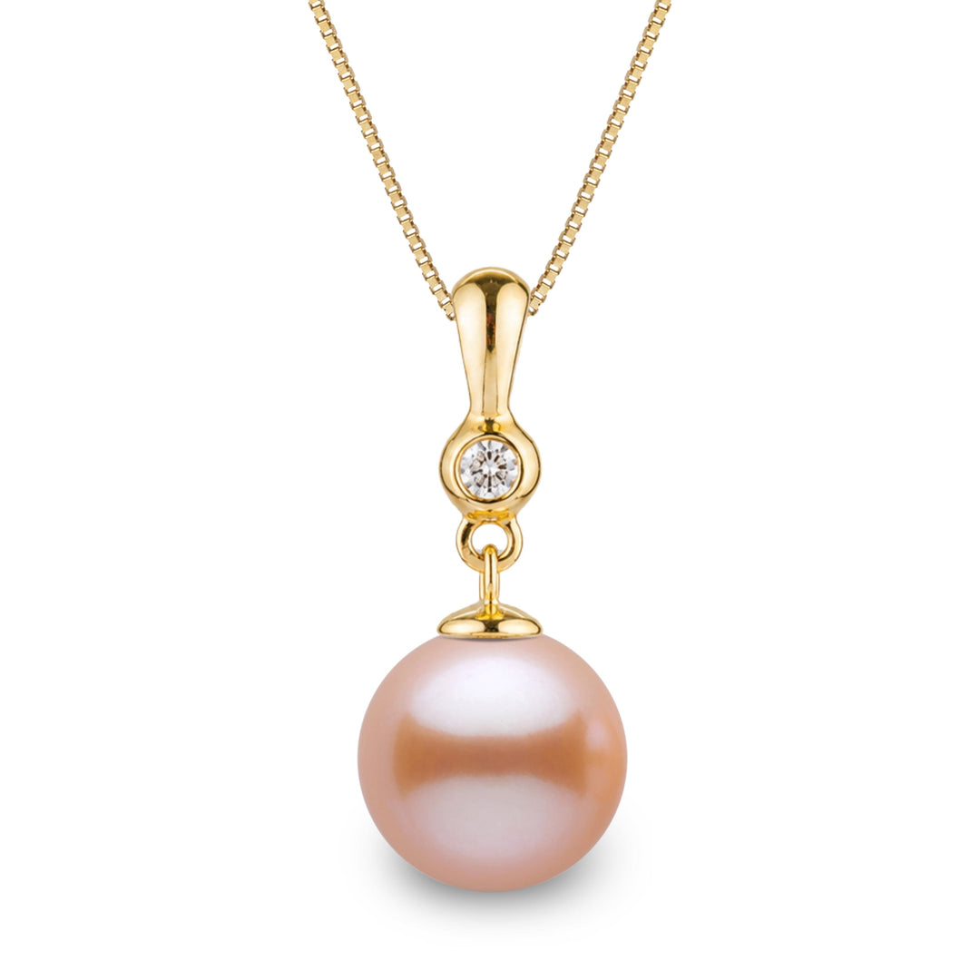 Romantic Collection 9.0-10.0 mm Pink to Peach Freshadama Pearl & Diamond Pendant