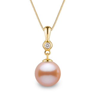 Romantic Collection 9.0-10.0 mm Pink to Peach Freshadama Pearl & Diamond Pendant, view 2