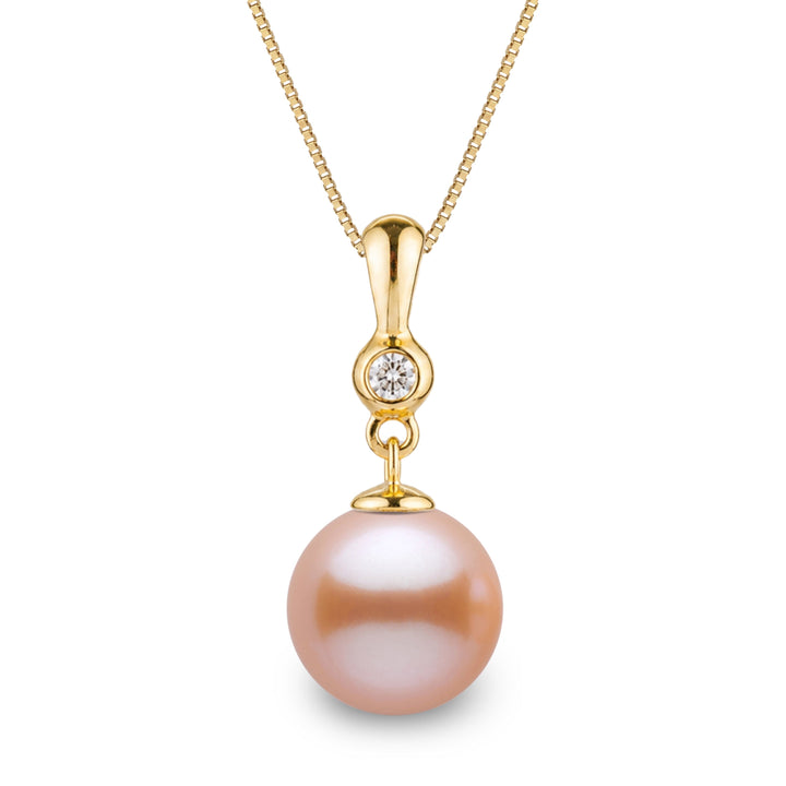 Romantic Collection 9.0-10.0 mm Pink to Peach Freshadama Pearl & Diamond Pendant