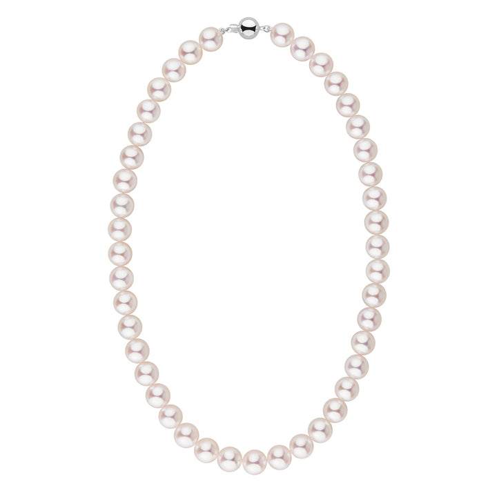 9.5-10.0 mm 18 Inch AAA Blush White Rose Tone Akoya Pearl Necklace