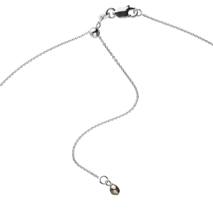 Promise Collection 9.0-10.0 mm Drop Tahitian Pearl and Diamond Adjustable Chain Pendant White Gold Keshi Accent