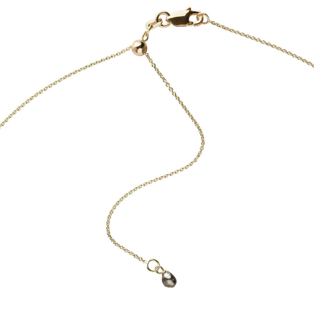 Dew Collection 10.0-11.0 mm Tahitian Drop Pearl Adjustable Chain Pendant Yellow Gold Keshi accent