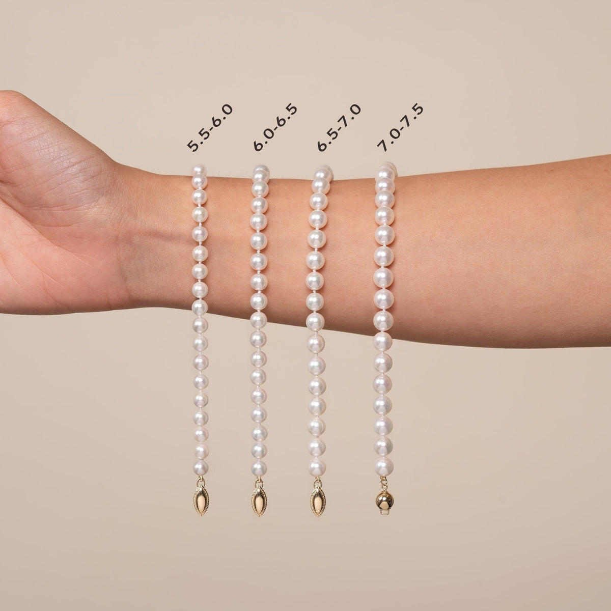 6.5-7.0 mm Double Strand White Akoya AAA Pearl Bracelet