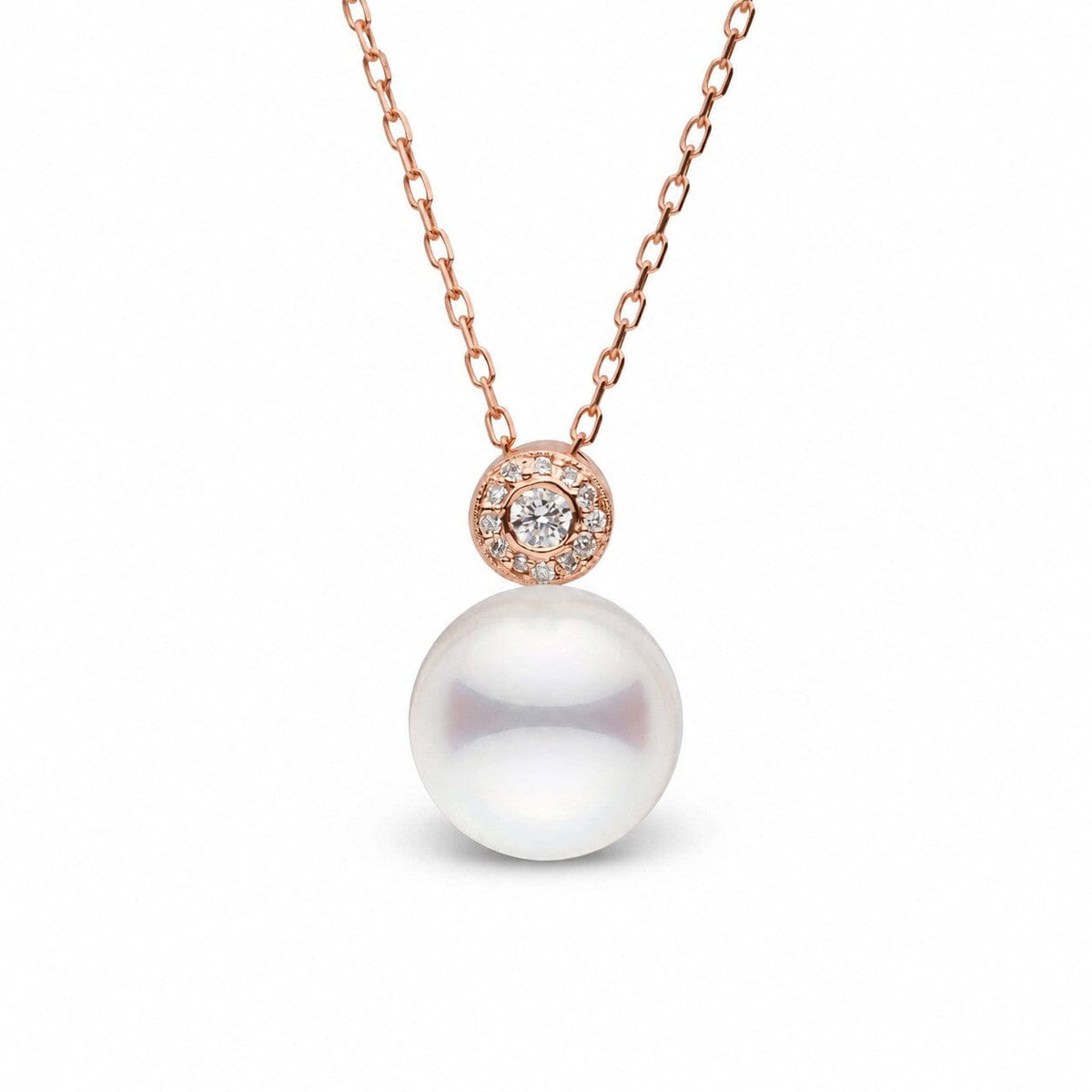 Aura Collection White 9.0-9.5 mm Akoya Pearl and Diamond Pendant
