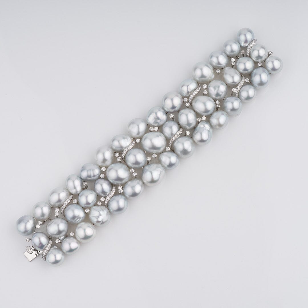 10.0–13.0 mm Baroque White South Sea Pearl Bracelet
