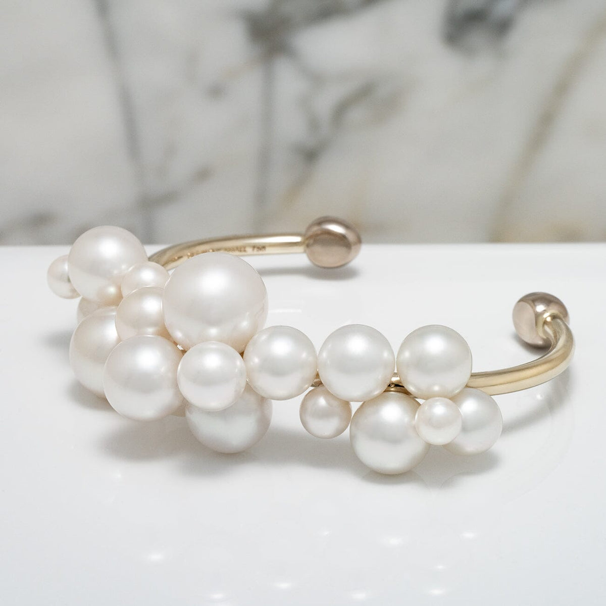Assael Collection: 8.6-13.8 mm South Sea and Akoya Pearl Large Bubble Bangle, 18K White Gold