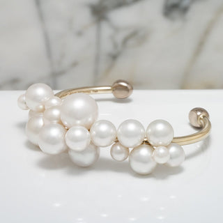 Assael Collection: 8.6-13.8 mm South Sea and Akoya Pearl Large Bubble Bangle, 18K White Gold