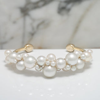 Assael Collection: 9.0-11.8 mm South Sea and Akoya Pearl Linear Bubble Bangle, 18K White Gold