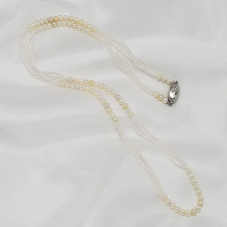 4.0-4.5 mm Natural White Akoya Pearl Round and Keshi Pearl Necklace, 27", SS