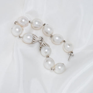 12.0-13.0 mm AAA White South Sea Pearl and Diamond Bracelet, view 2