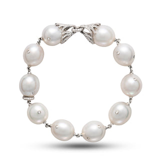 12.0-13.0 mm AAA White South Sea Pearl and Diamond Bracelet