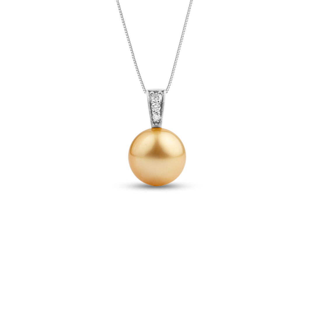 Desire Collection Golden 10.0-11.0 mm South Sea Pearl and Diamond Pendant