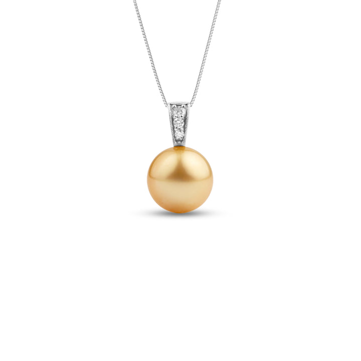 Desire Collection Golden 10.0-11.0 mm South Sea Pearl and Diamond Pendant