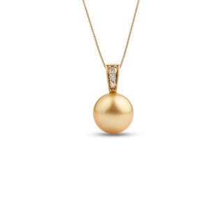 Desire Collection Golden 10.0-11.0 mm South Sea Pearl and Diamond Pendant