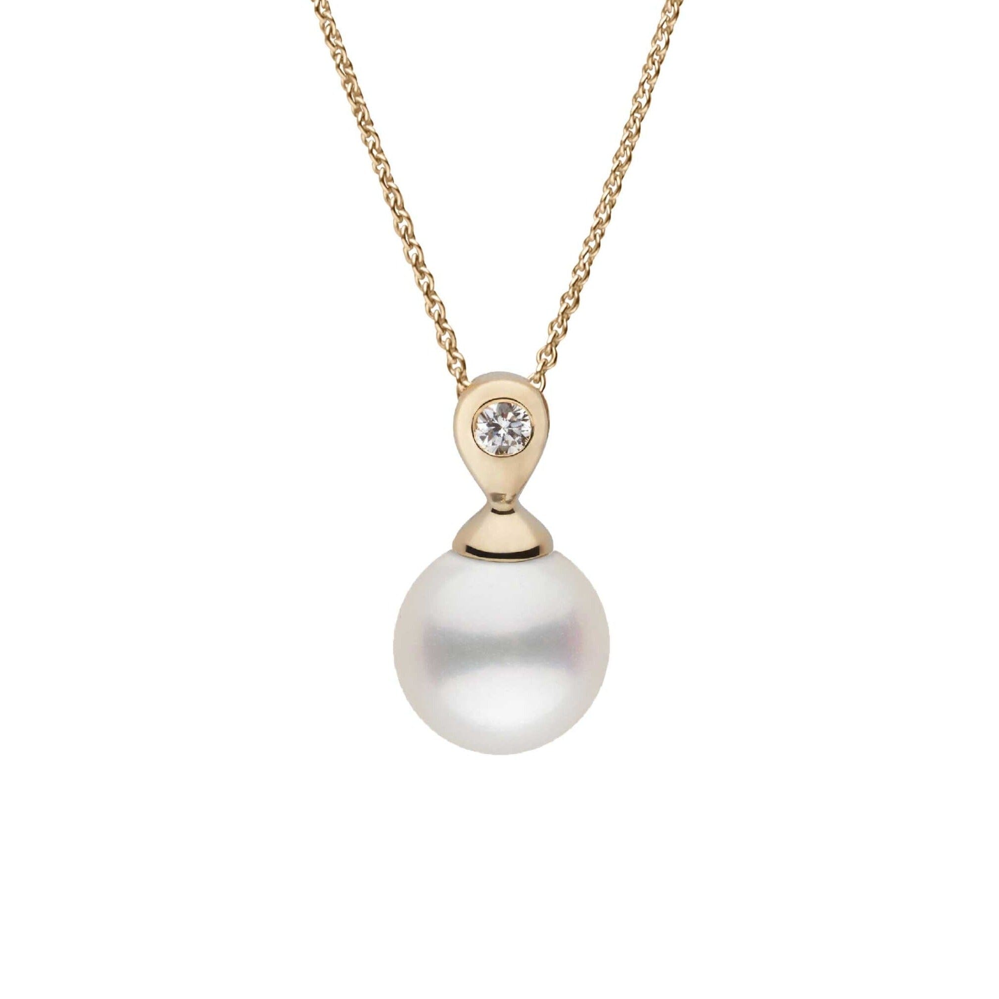 Dew Collection 8.5-9.0 mm White Freshadama Pearl and Diamond Adjustable Chain Pendant