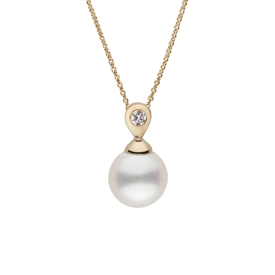 Dew Collection 8.5-9.0 mm White Freshadama Pearl and Diamond Adjustable Chain Pendant