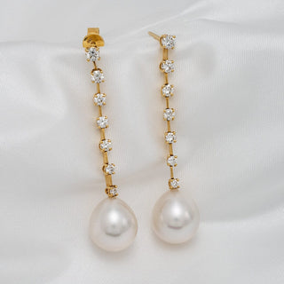 Assael Collection: 12.2 x 13.7 mm White South Sea Pearl and Diamond Earrings