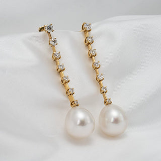 Assael Collection: 12.2 x 13.7 mm White South Sea Pearl and 1.42 carat Diamond Earrings