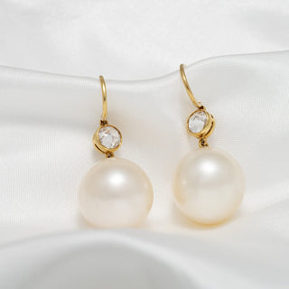 Assael Collection: 16.4 x 15.7 mm South Sea Pearl and Diamond Earrings