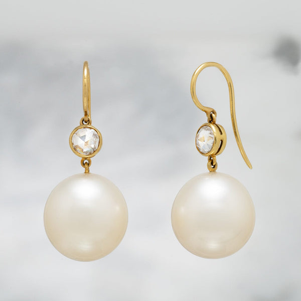 Assael Collection: 16.4 x 15.7 mm South Sea Pearl and Diamond Earrings