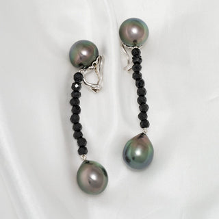 Assael Collection: 11.6-11.9 mm Tahitian Pearl and Black Spinel Earrings