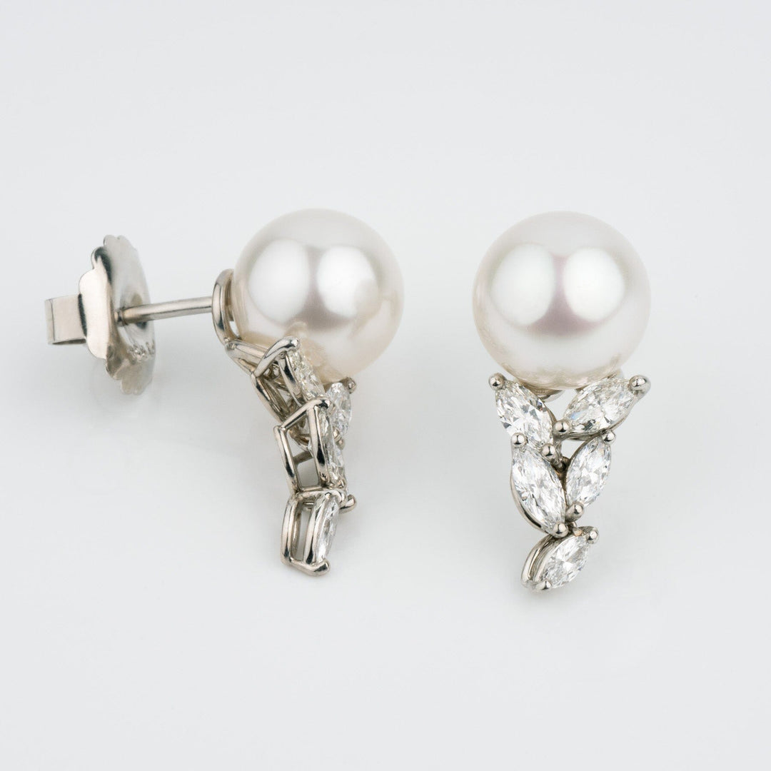 Assael Collection: 10.5 mm White South Sea Pearl and Diamond Earrings