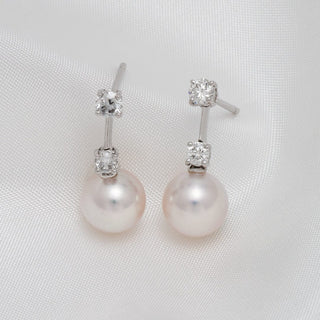 Assael Collection: 8.0-8.5 mm Akoya Pearl and Diamond Earrings