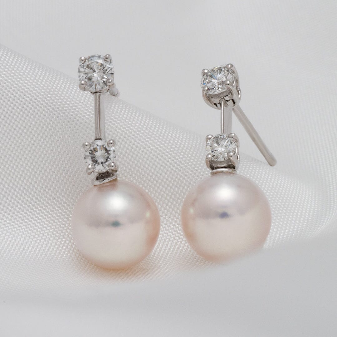 Assael Collection: 8.0-8.5 mm Akoya Pearl and Diamond Earrings