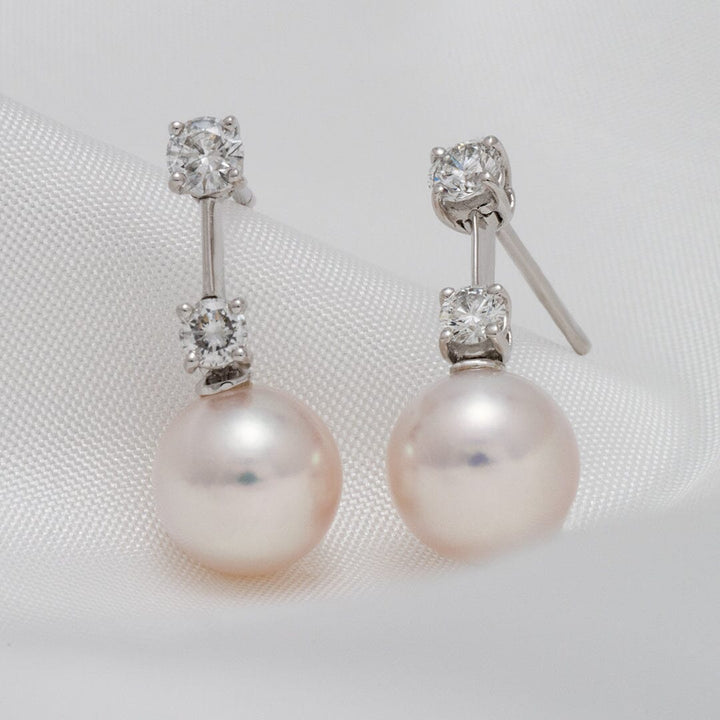 Assael Collection: 8.0-8.5 mm Akoya Pearl and Diamond Earrings