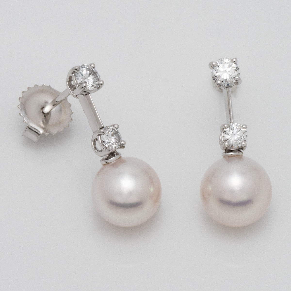 Assael Collection: 8.0-8.5 mm Akoya Pearl and Diamond Earrings