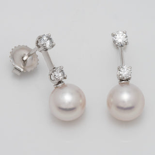 Assael Collection: 8.0-8.5 mm Akoya Pearl and Diamond Earrings