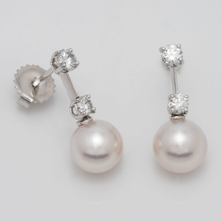 Assael Collection: 8.0-8.5 mm Akoya Pearl and Diamond Earrings