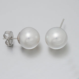 13-14 mm White south sea pearl earrings 18K white Gold
