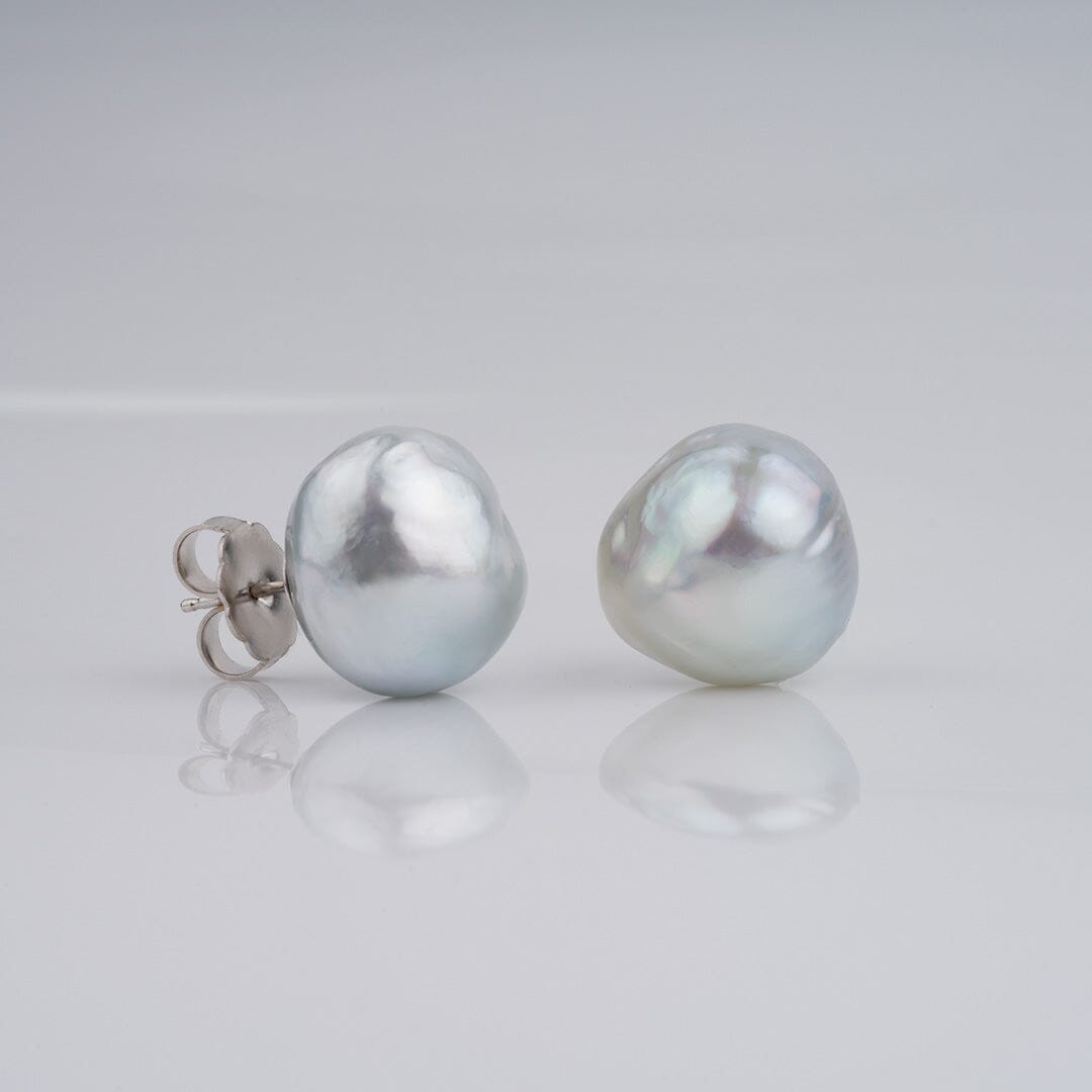 16.5 mm Baroque White South Sea Pearl Earrings
